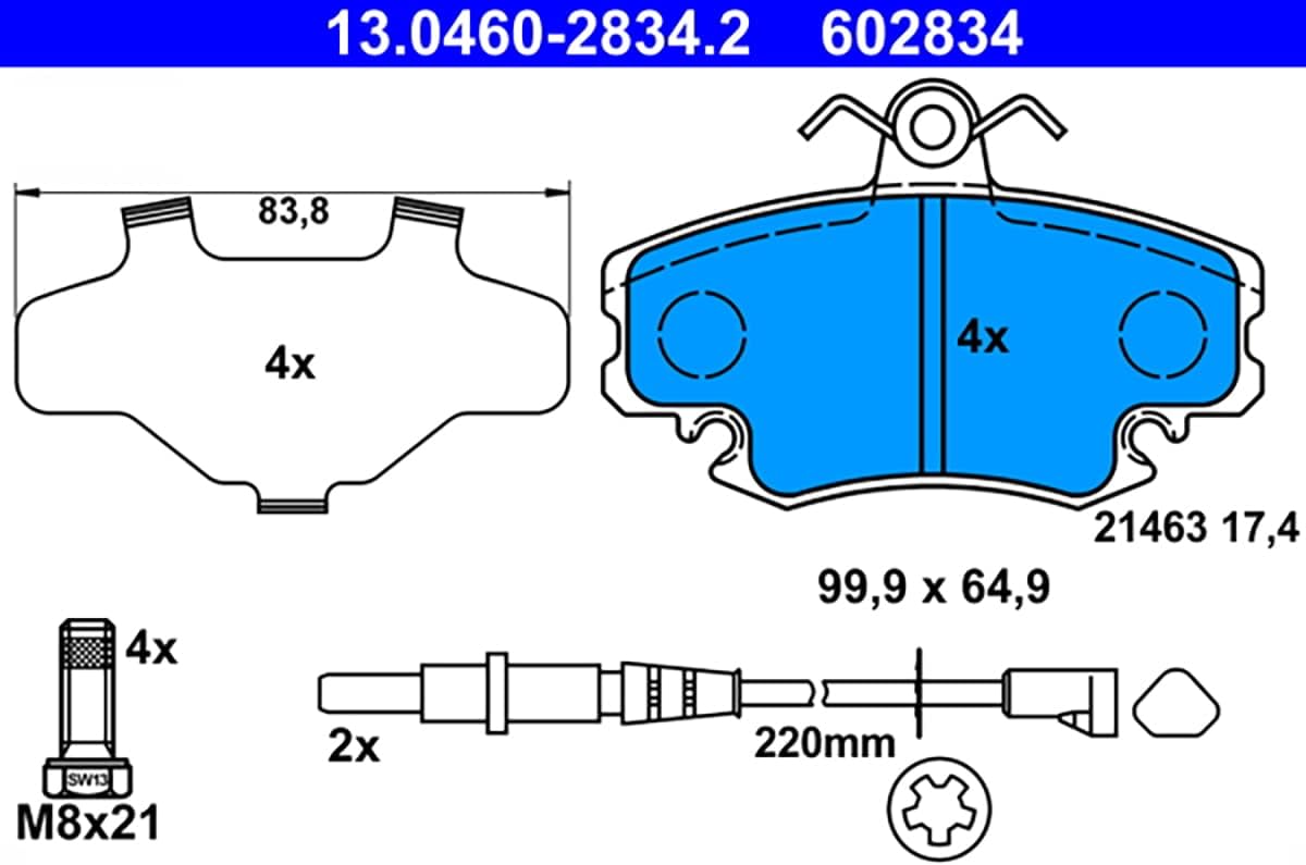 Thumbnail 1 de ATE Plaquettes de freins avant avec indicateur d’usure, épaisseur 17,4 mm – compatibilité Renault Clio II / Twingo II