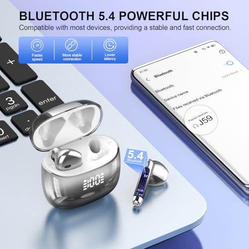 Detalle de DOBOPO J59 auriculares inalámbricos Bluetooth 5.4, 14,2 mm e IPX7