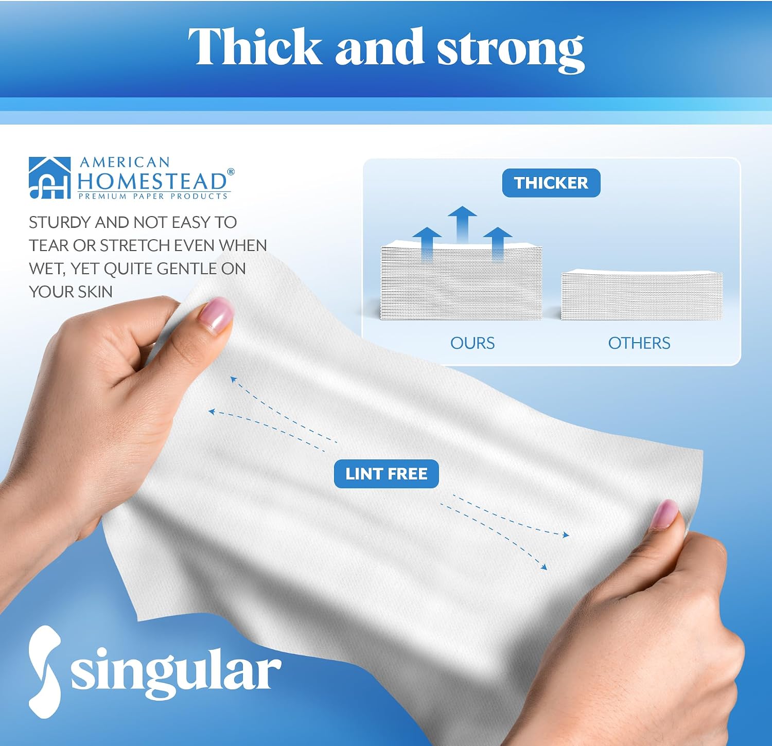 Detalle de AH AMERICAN HOMESTEAD Premium Disposable Napkins — 12 x 17, 200 Count, Airlaid Linen-Feel Towels