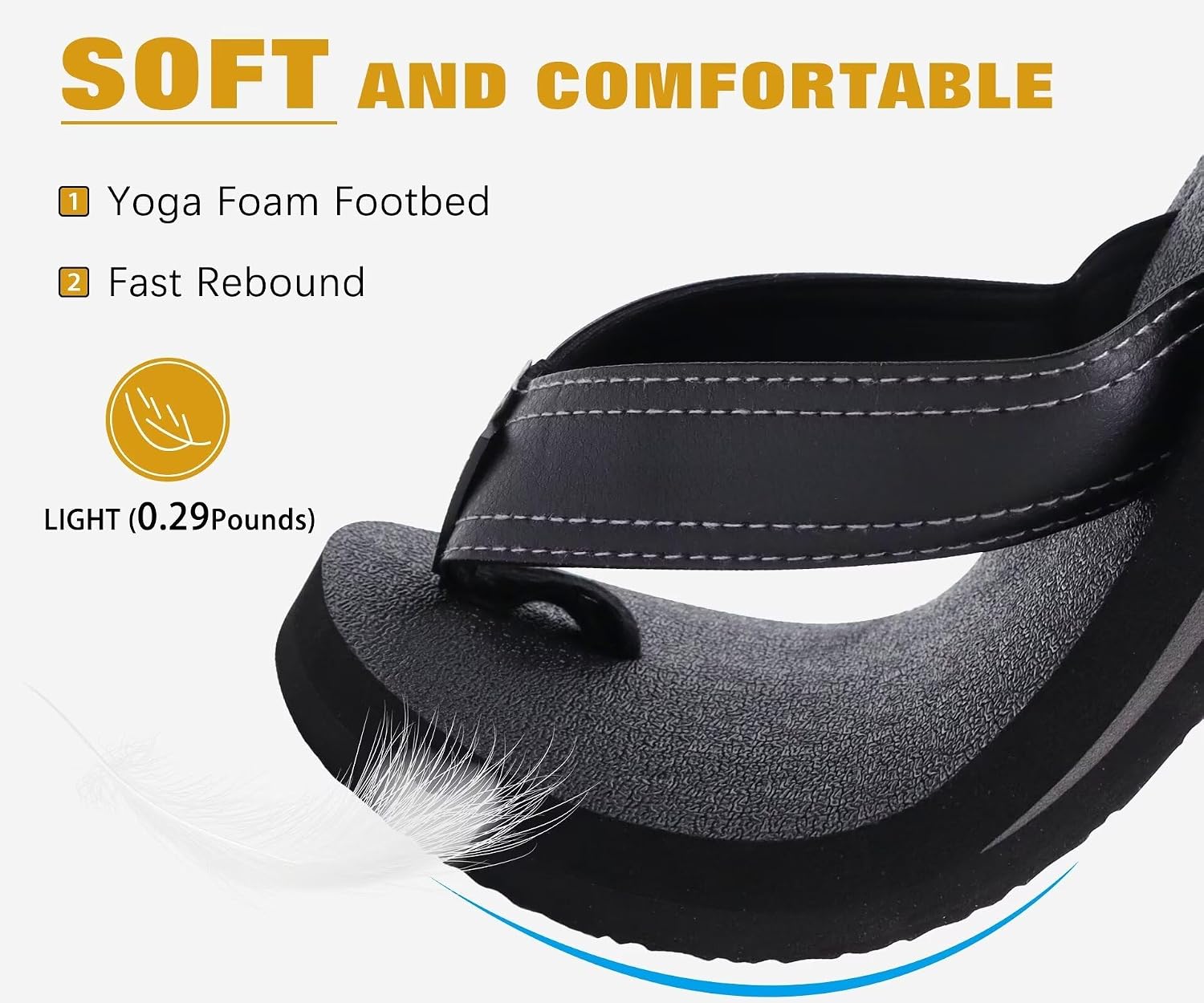 Detalle de KuaiLu Men's Yoga Mat Leather Flip Flops with Arch Support