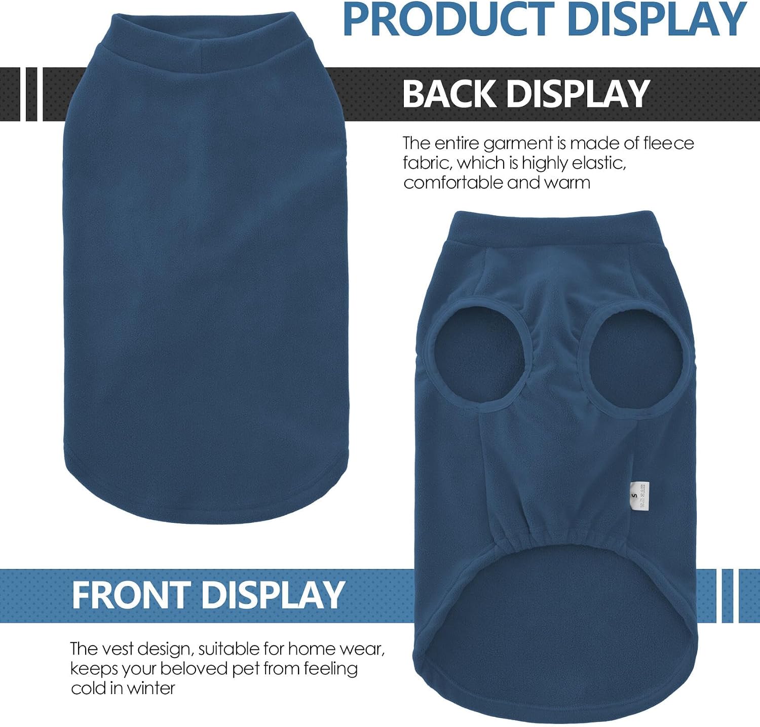 Detalle de BT Bear Dog Winter Coat fleece jacket vest for medium to large dogs (Turquoise, Size L)