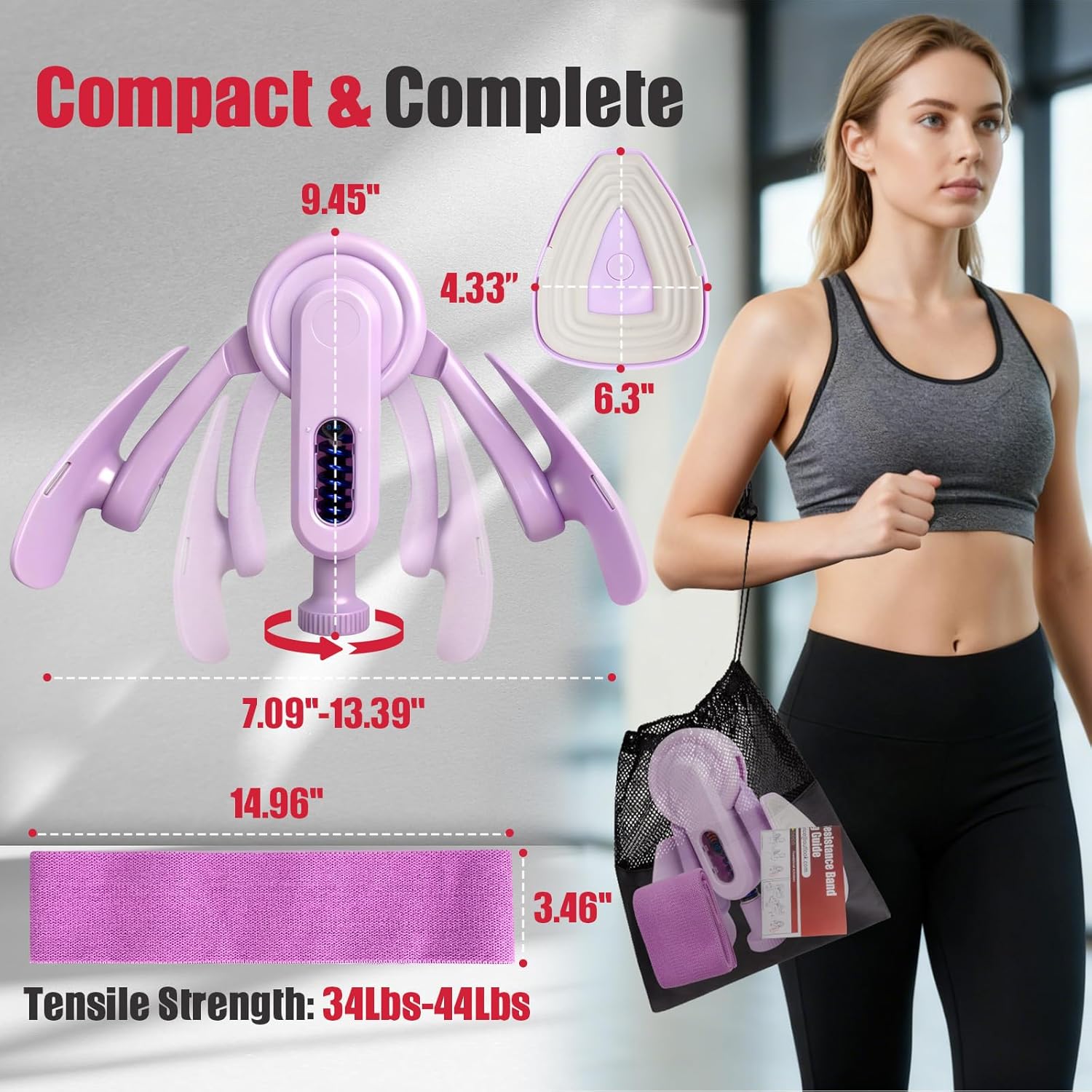 Thumbnail 4 de Thigh Trainer Thigh Exerciser 10–100lb Adjustable Resistance Pelvic Floor Trainer with Leg Band & Poster