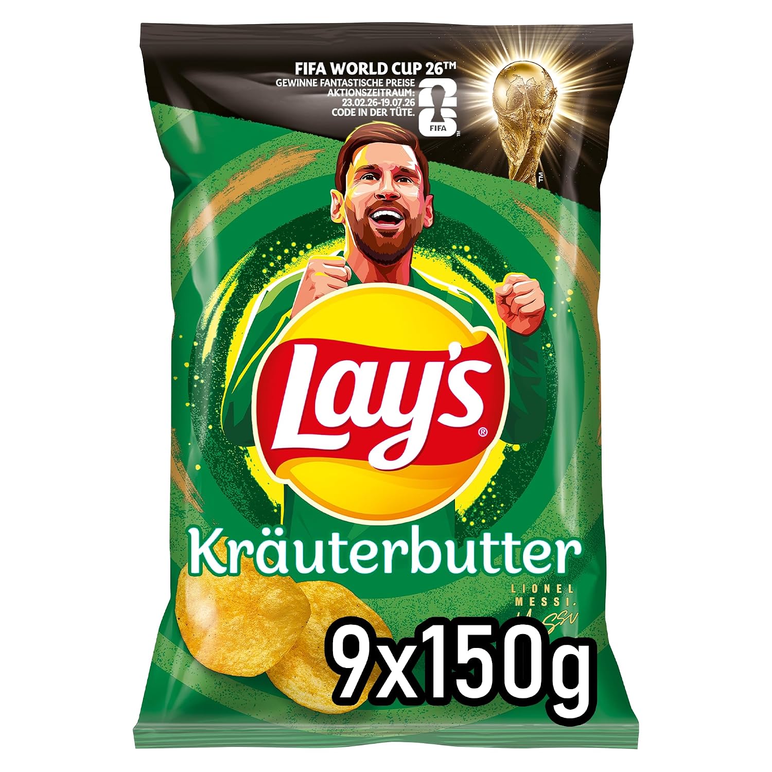 Detalle de Lay's Kräuterbutter Kartoffelchips 9×150 g 🥔