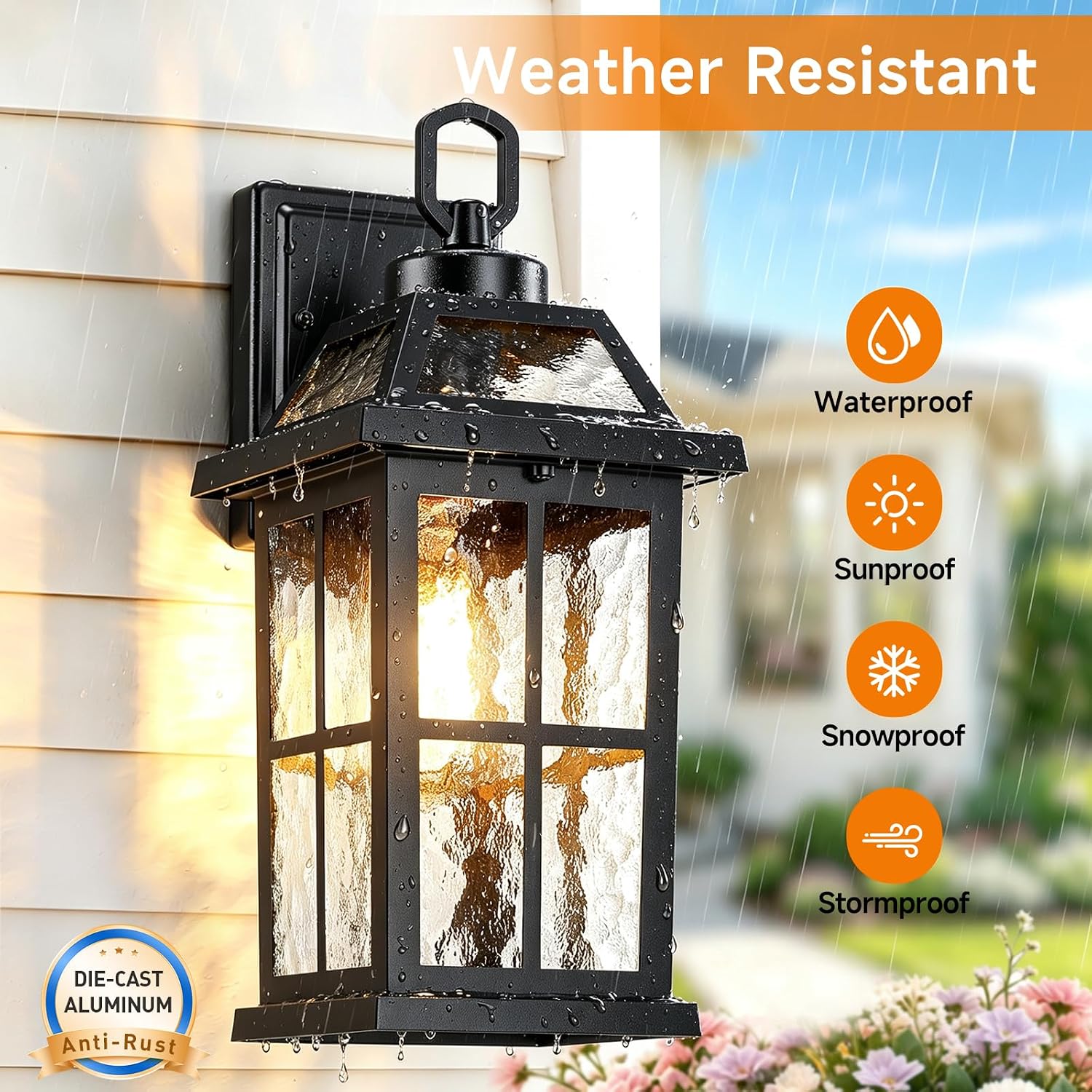 Thumbnail 6 de MYHXQ MY-WL317B-BK Outdoor Wall Lanterns, 14-Inch Black 2-Pack