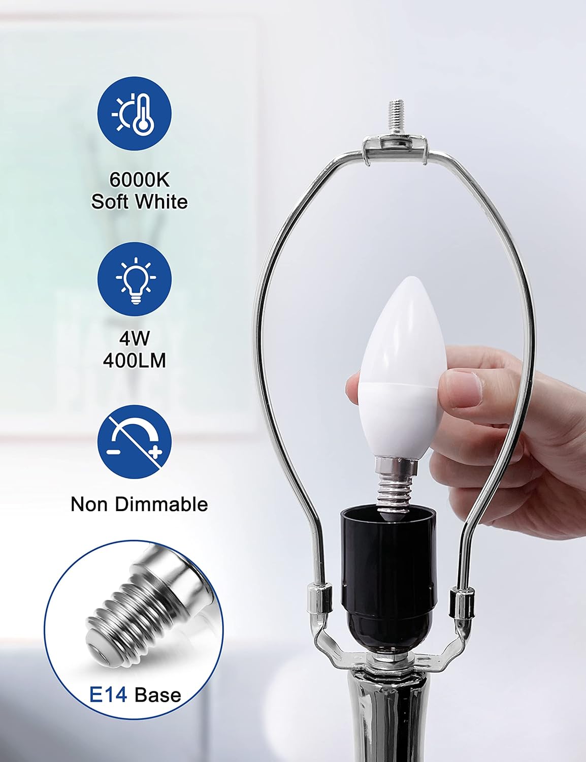 Thumbnail 2 de Fulighture E14 LED Kerzenform 4 W (nicht dimmbar) – 6er-Set, 300 Lumen, 6.000 K kaltweiß