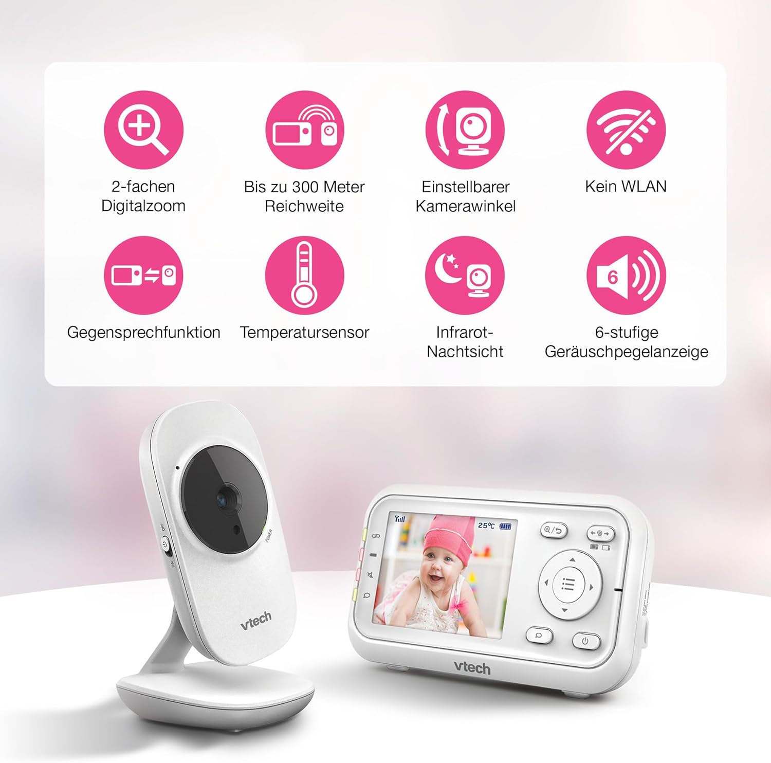 Thumbnail 1 de VTech Babymonitor VM3255 – Video-Babyphon mit beweglicher Kamera, 2,8“-LCD und Nachtsicht