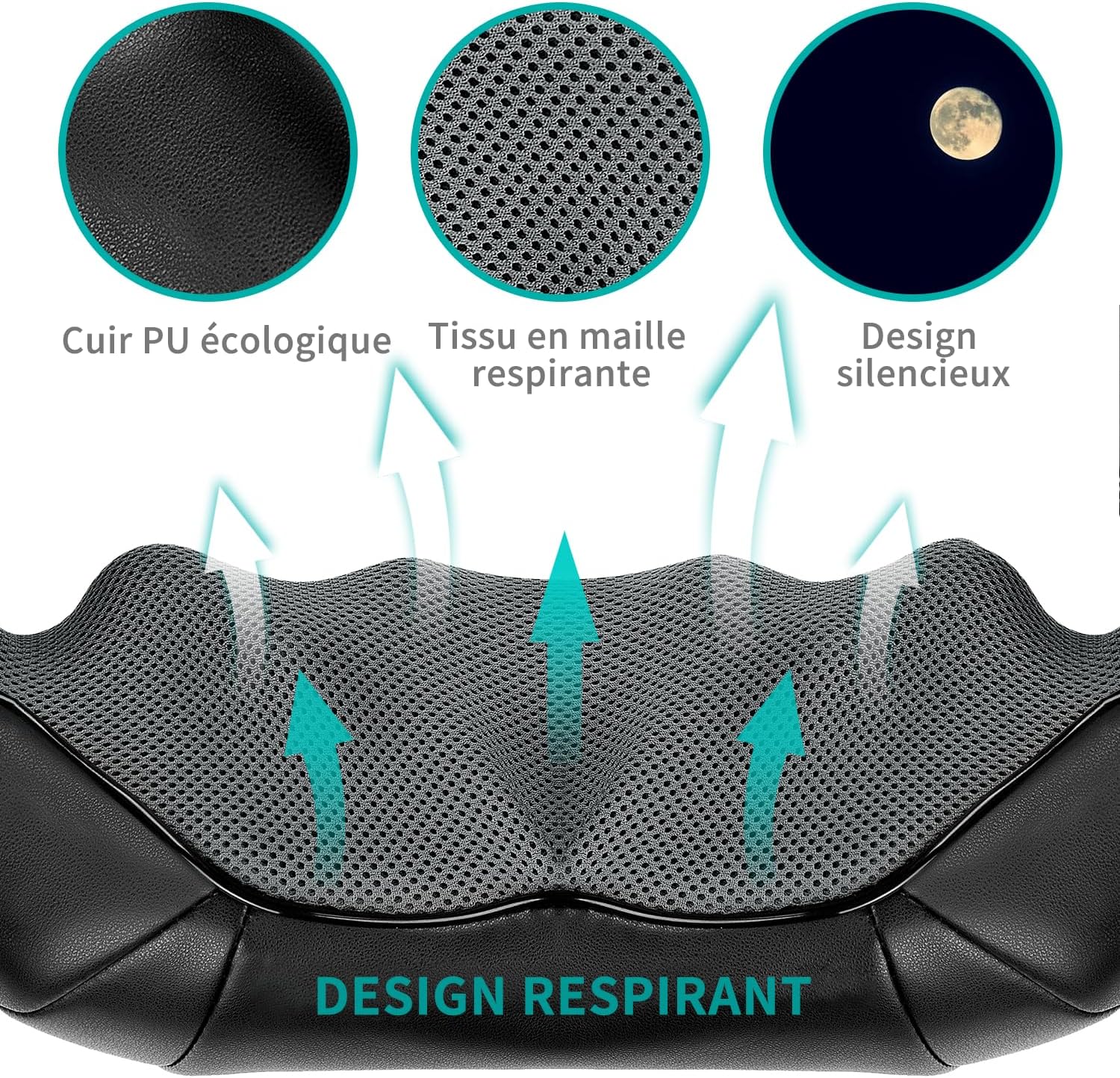 Detalle de Nekteck Massage du cou et du dos Shiatsu 3D avec chaleur — massage profond et doux pour le corps