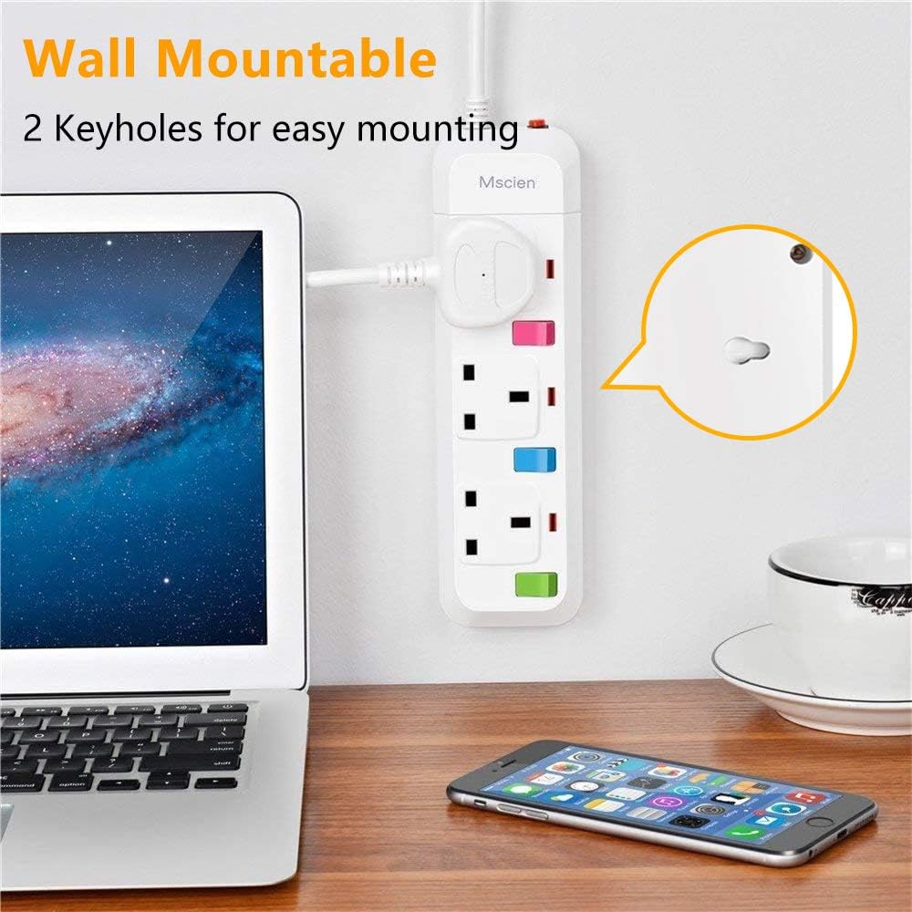 Thumbnail 4 de Mscien 3-way extension lead 5m, surge protected ๐