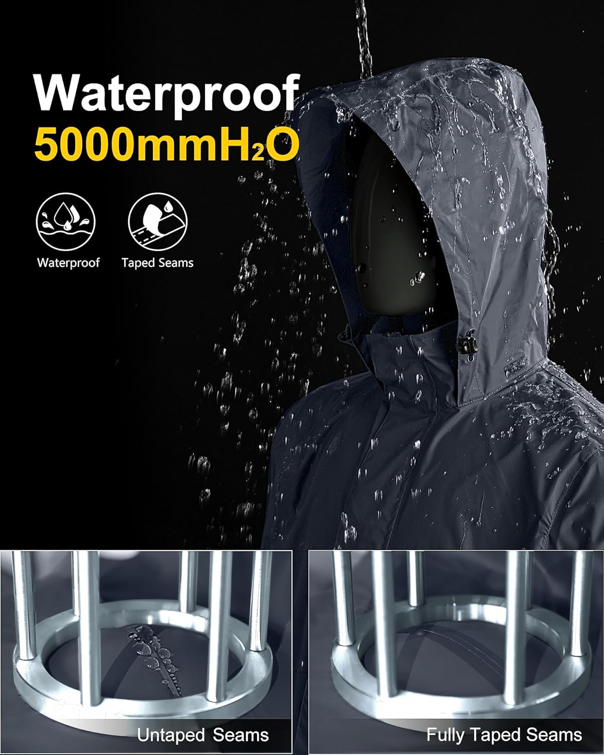 Thumbnail 2 de 33,000ft Men's Lightweight Waterproof Outdoor Jacket with Packaway Hood