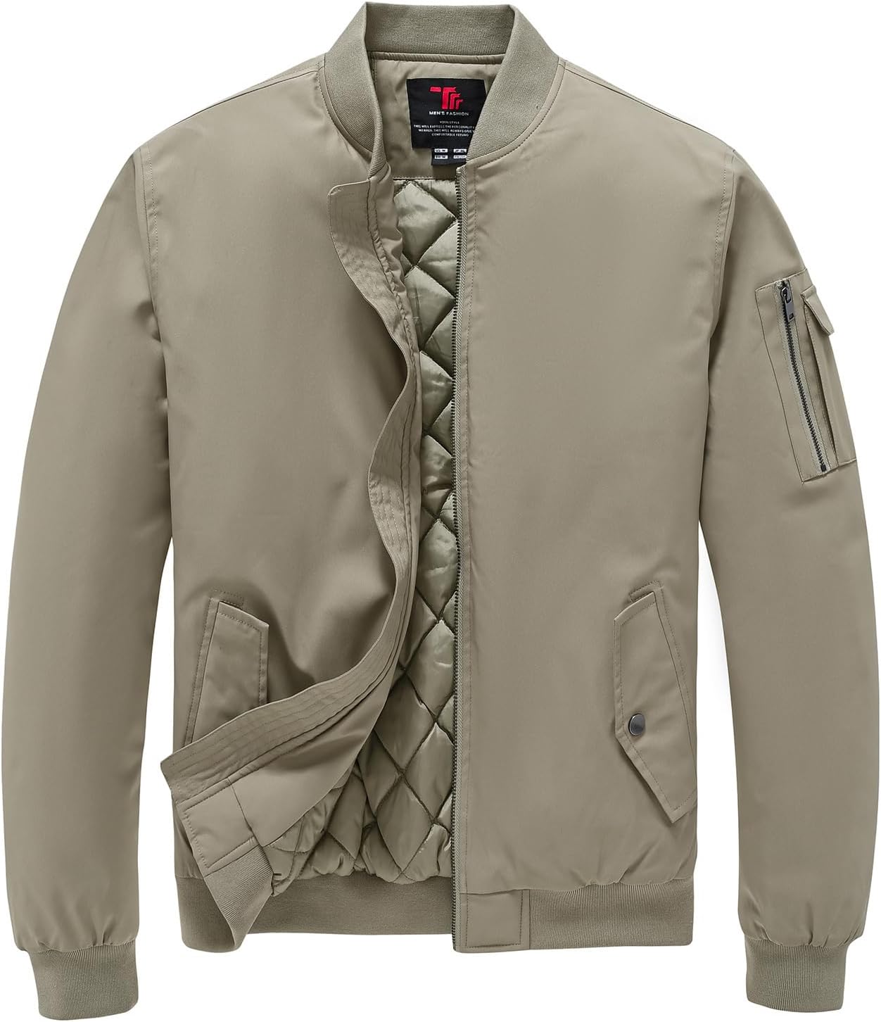 Detalle 2 de BGOWATU Men's Quilted Bomber Jacket, Full Zip, Padded and Water-Resistant