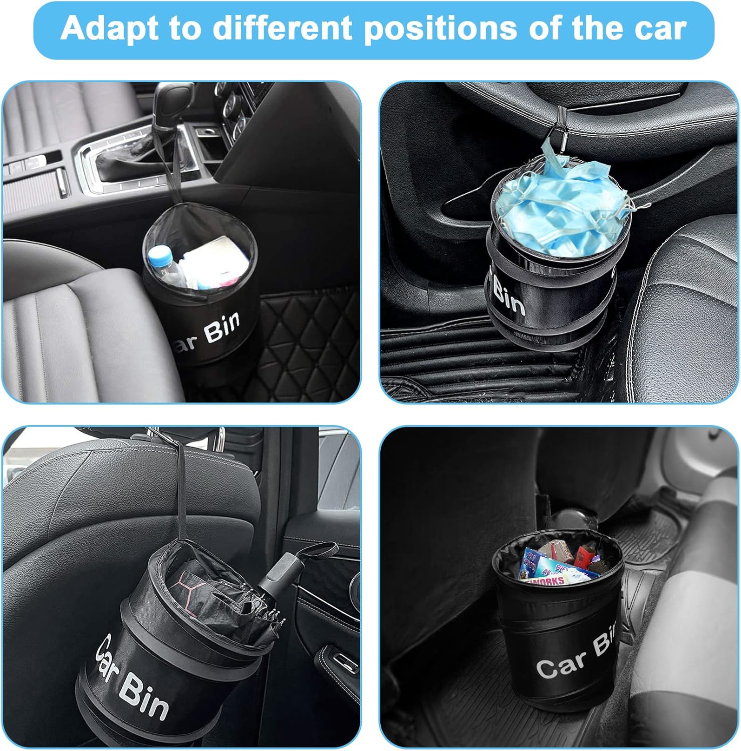 Detalle de TTCOTOKE 2 Pack Collapsible Car Bin – Universal Portable Garbage Storage