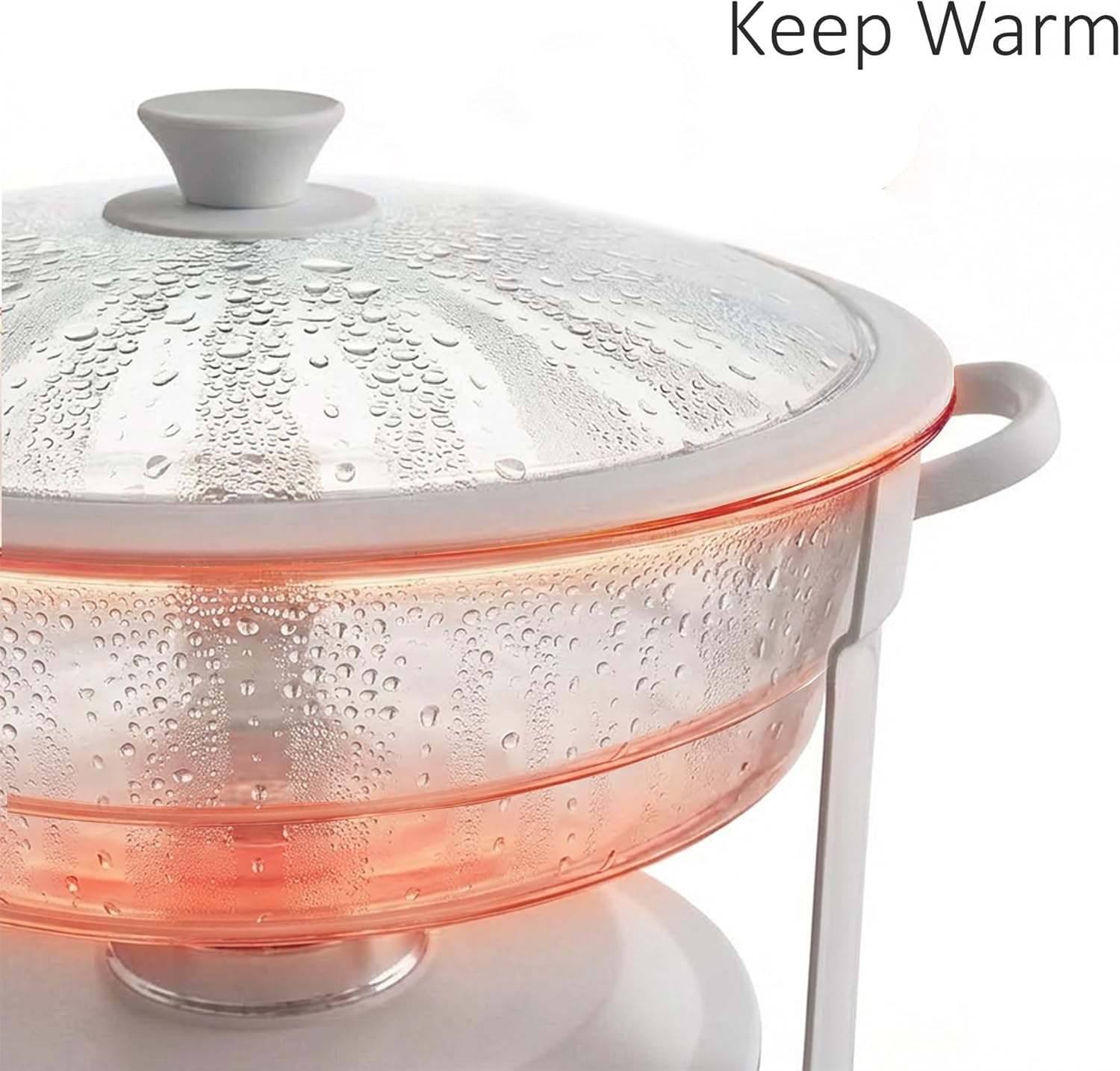 Thumbnail 4 de Trivico 6QT Round Chafing Dish Set of 4 (White Granite Finish, Stainless Steel) with Transparent Lids