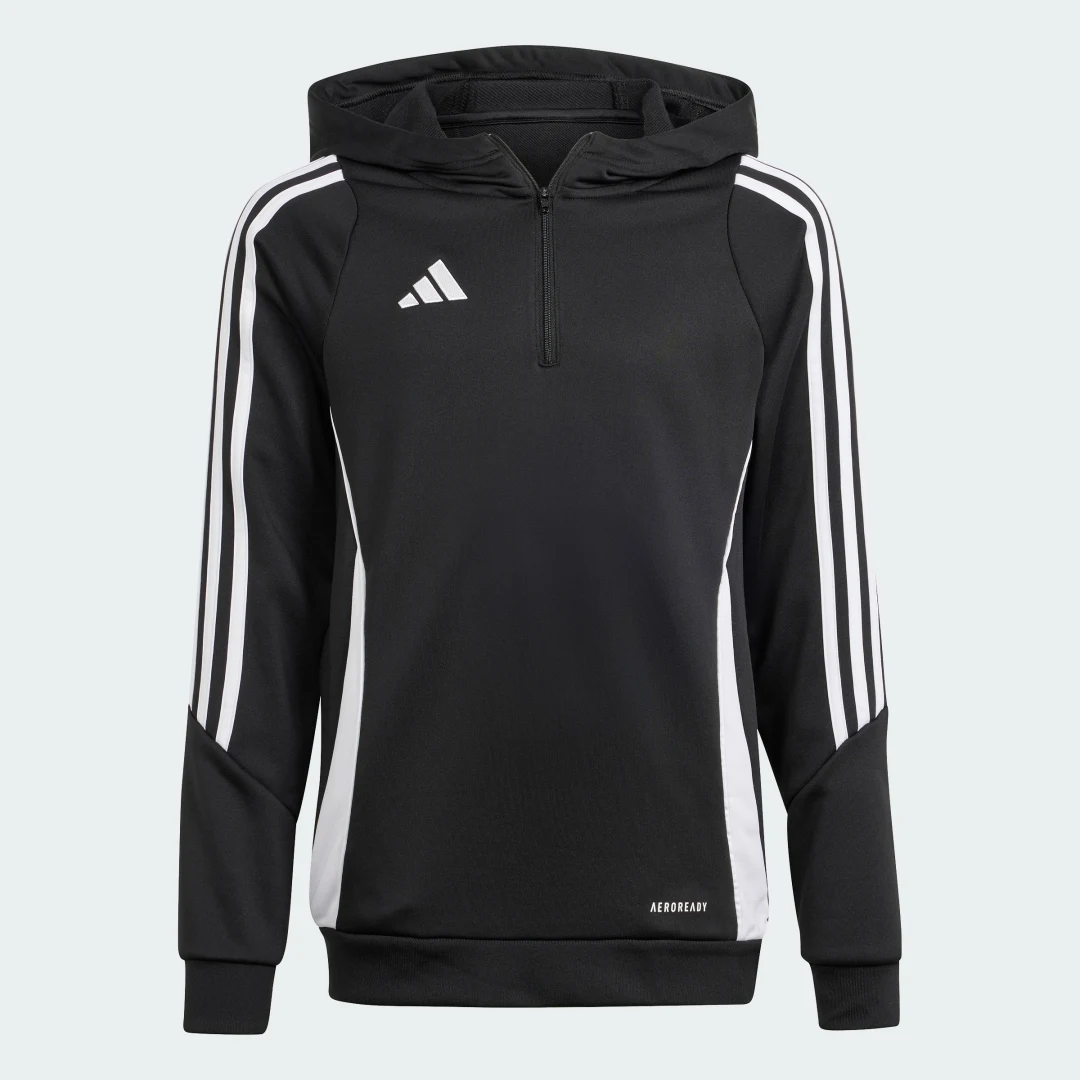 Detalle de Adidas Tiro 24, sudadera con capucha negra para adolescentes