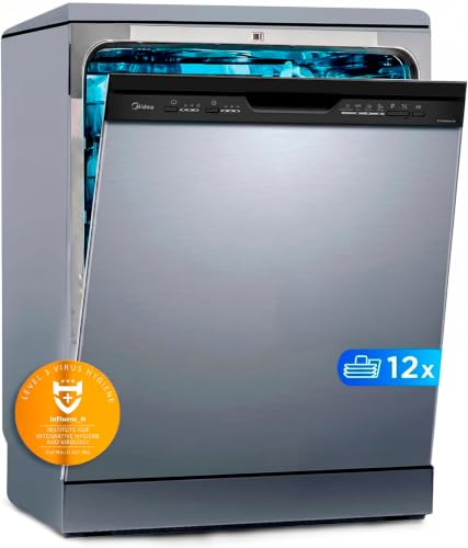 Detalle de Midea Lavavajillas 60 cm+++ Inox para 12 servicios — Lavavajillas independiente, 49 dB, 4 programas y media carga