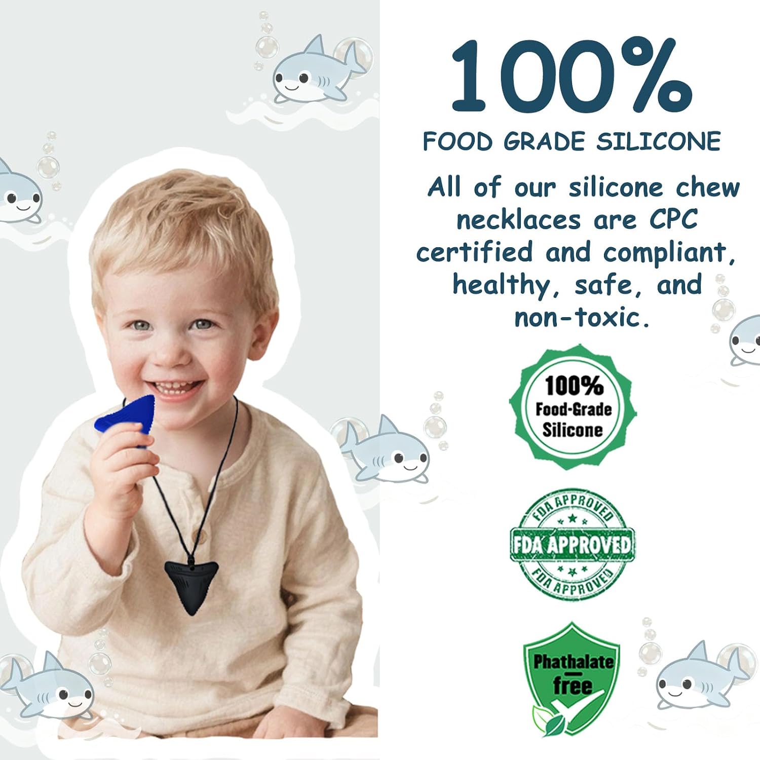Detalle de 6-Pack Silicone Chew Necklaces with Adjustable Breakaway Clasps