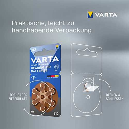 Detalle de VARTA Hörgerätebatterien Typ 312 braun – 60 Stück Vorratspack (1,45 V)