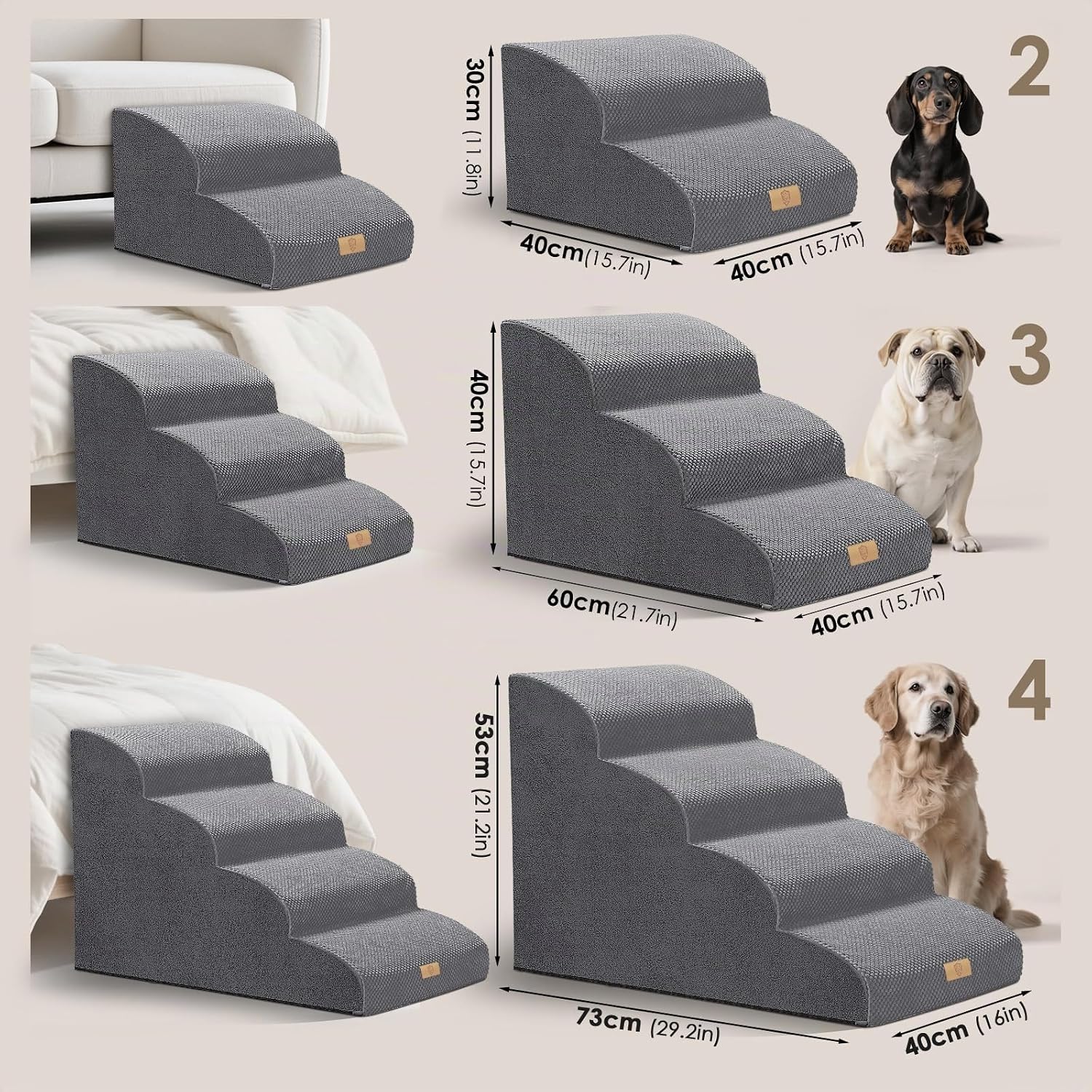 Thumbnail 1 de Thihome Hundetreppe 4 Stufen 73×40×53 cm