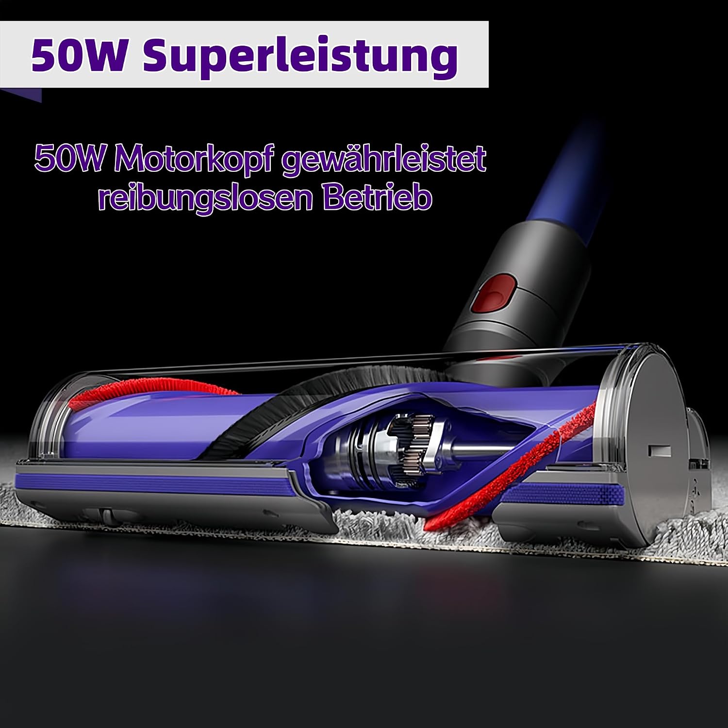 Detalle de Elektrische Bodendüse mit Direktantrieb für Dyson V7–V15 – Turbobürste incl. Ersatzteil und Zubehör