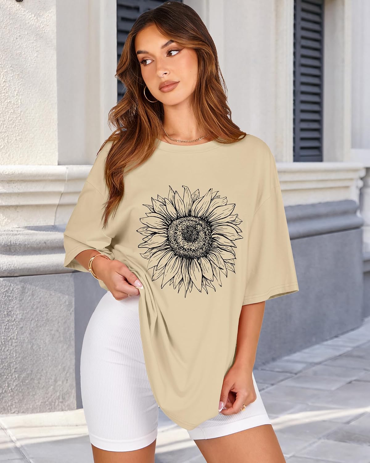 Detalle de Womens Oversized Tshirt Loose Fit Short Sleeve