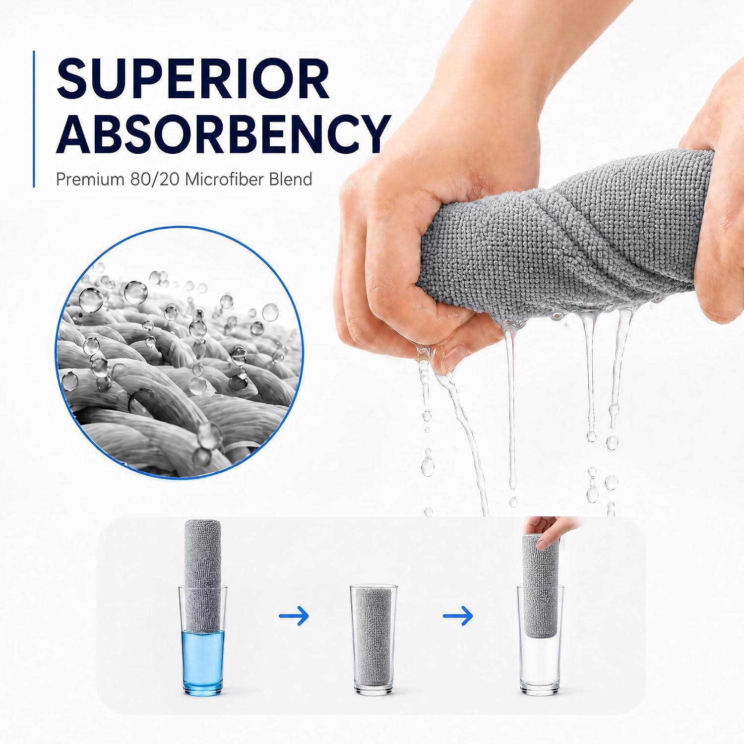 Detalle de Veco 80pcs-gray Microfiber Cleaning Cloth Roll, 80-Count, Gray, 12" x 12