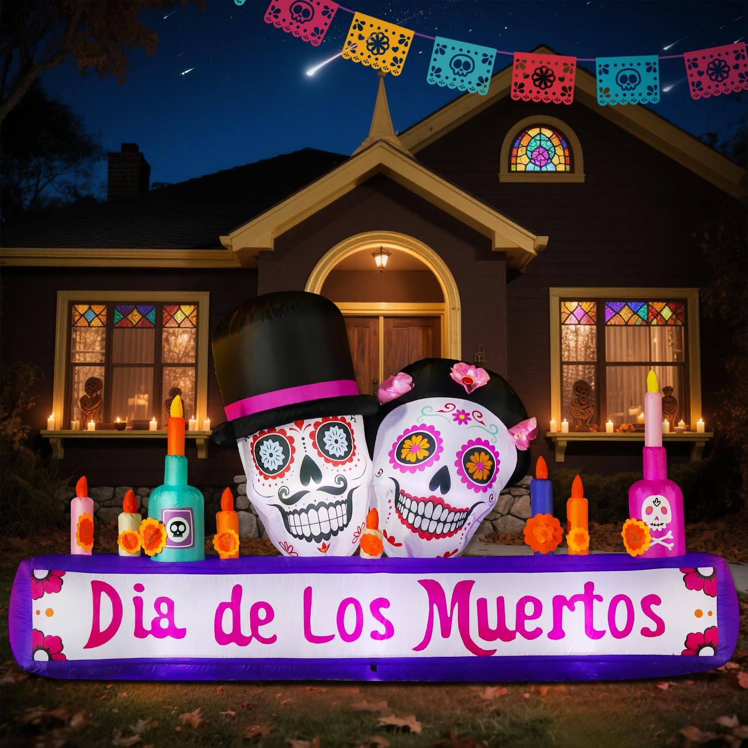 Detalle de DomKom Sugar Skulls Altar 8FT Inflatable Halloween Decoration with LEDs