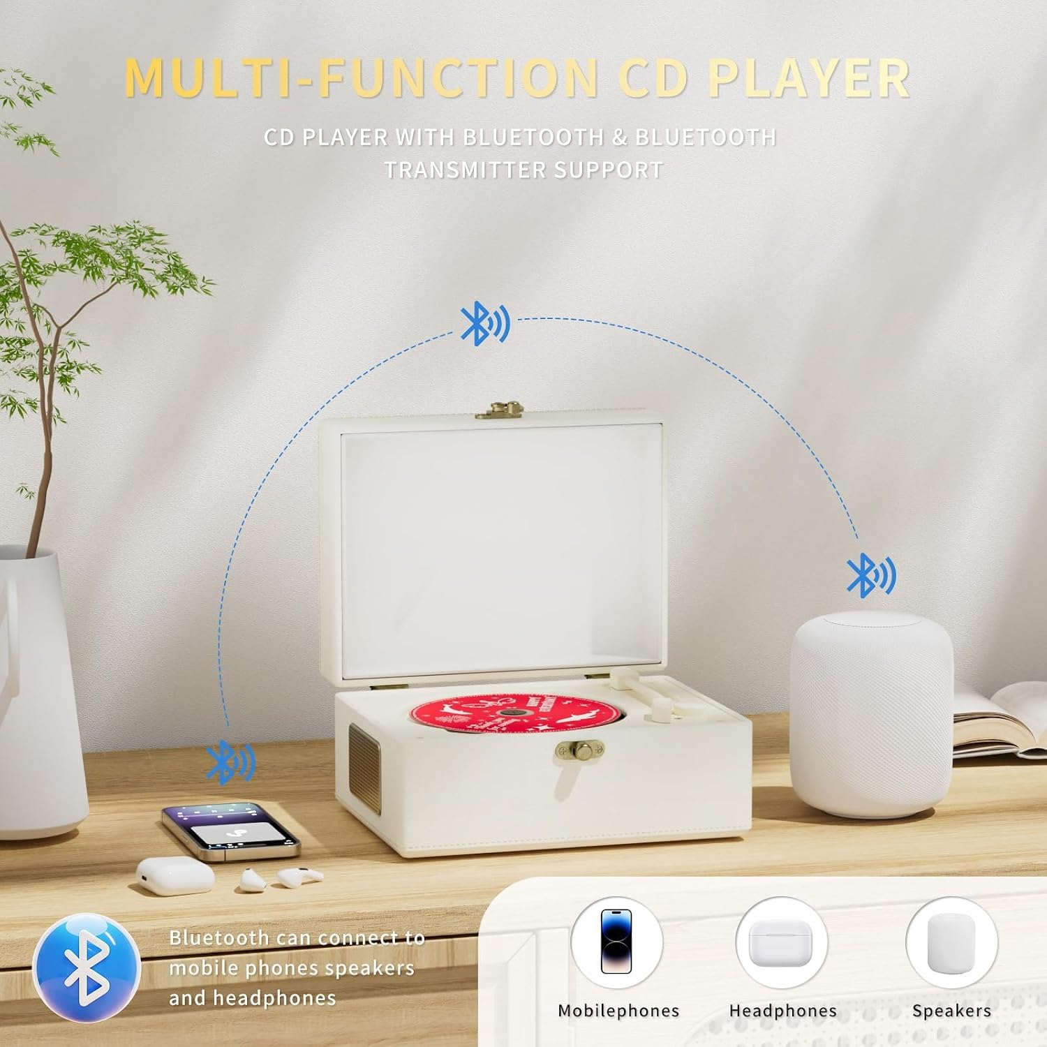 Thumbnail 3 de Yintiny Rechargeable Leather CD Player with Bluetooth transmitter