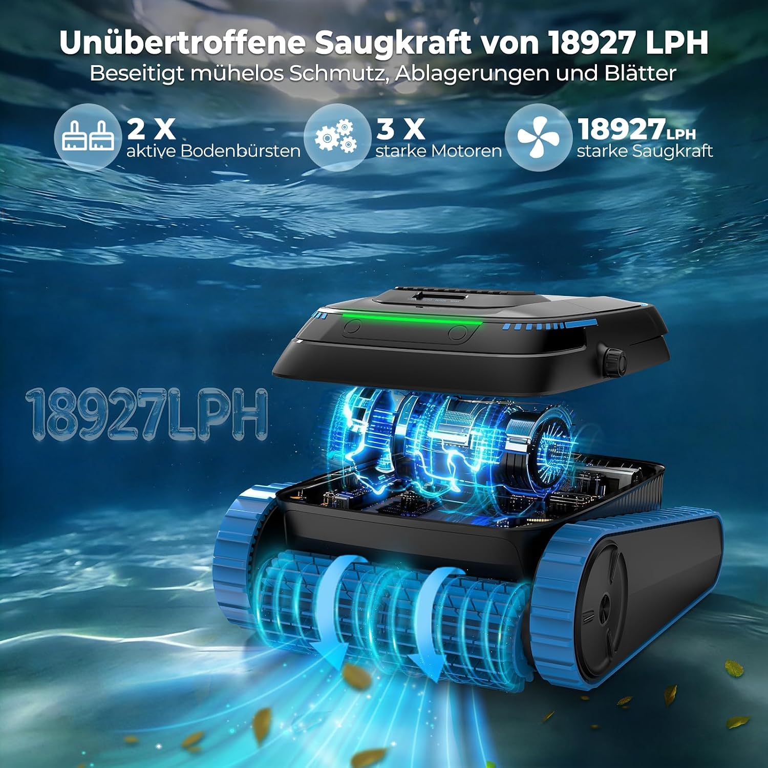 Detalle de (2026 Neu) BOTLIFE PC20 Akku-Poolroboter für Boden, Wände und Wasserlinie – bis 170 m², App-Steuerung