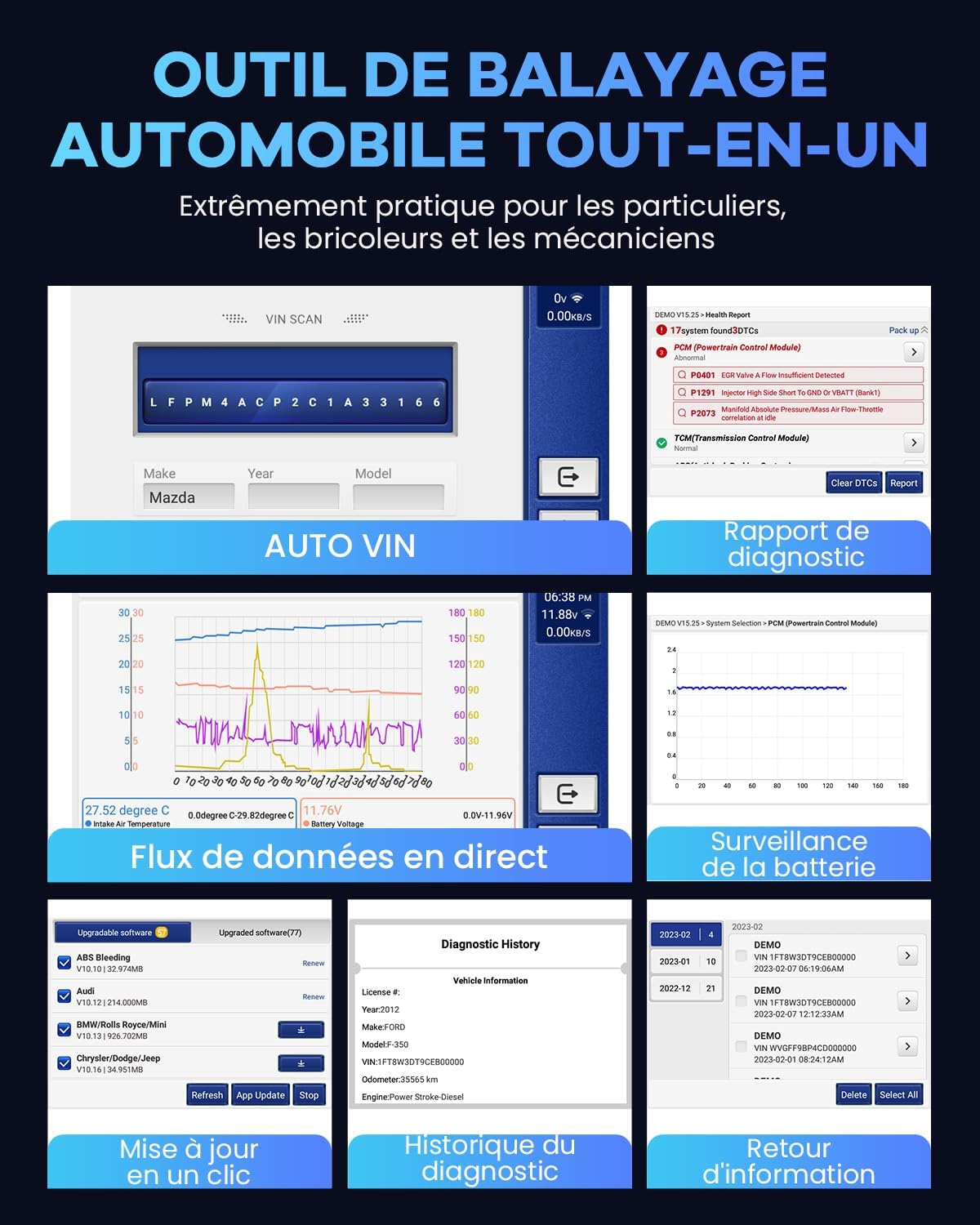 Thumbnail 5 de mucar CS6 Lecteur OBDII Diagnostic Auto