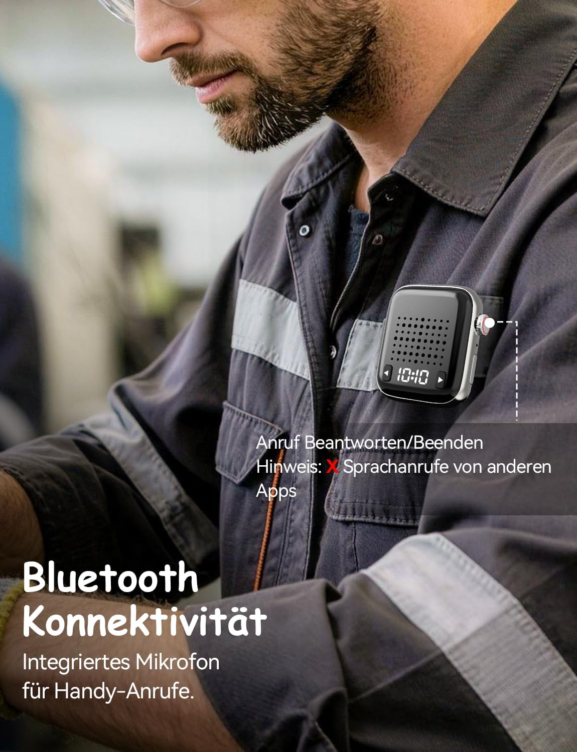 Detalle de OHLPRO Wearable Bluetooth Lautsprecher – kompakter Allrounder mit Uhranzeige, Armband & Magnetclip