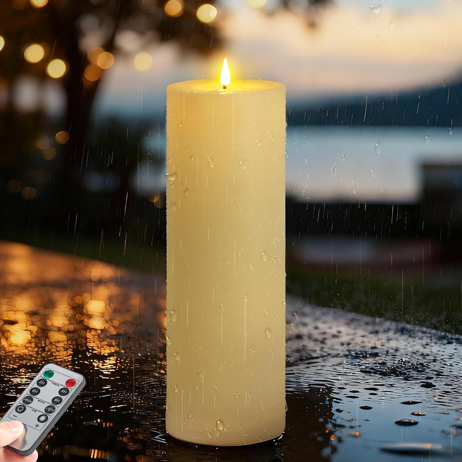 Detalle de Ketom Candele LED Fiamma Oscillante D10 x H30 cm con telecomando e timer