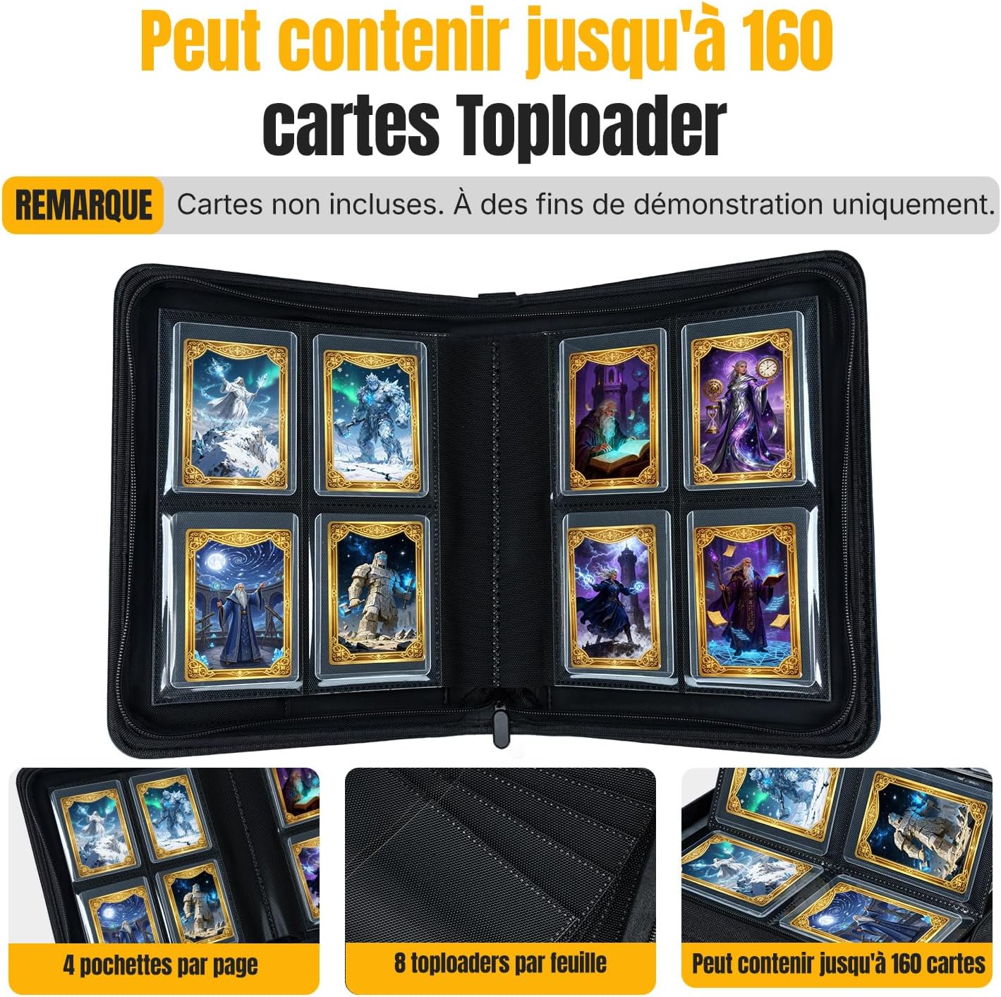 Detalle de Album Tolesum pour 160 Cartes Toploader : classeur 4 poches, étuis inclus et design sans anneaux