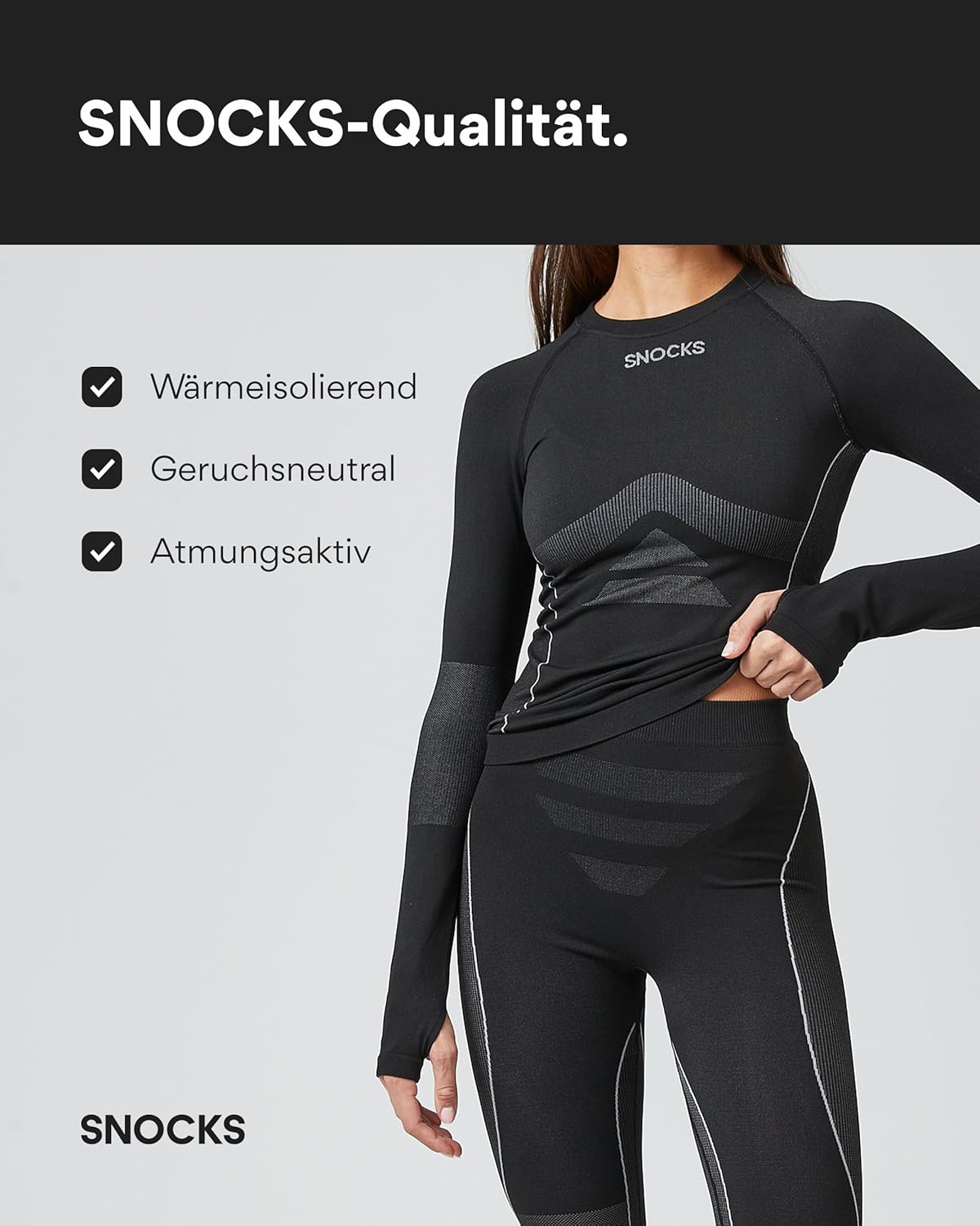 Detalle de Snocks sous-vêtement Thermique Femme Ensemble Ski – Lot Noir