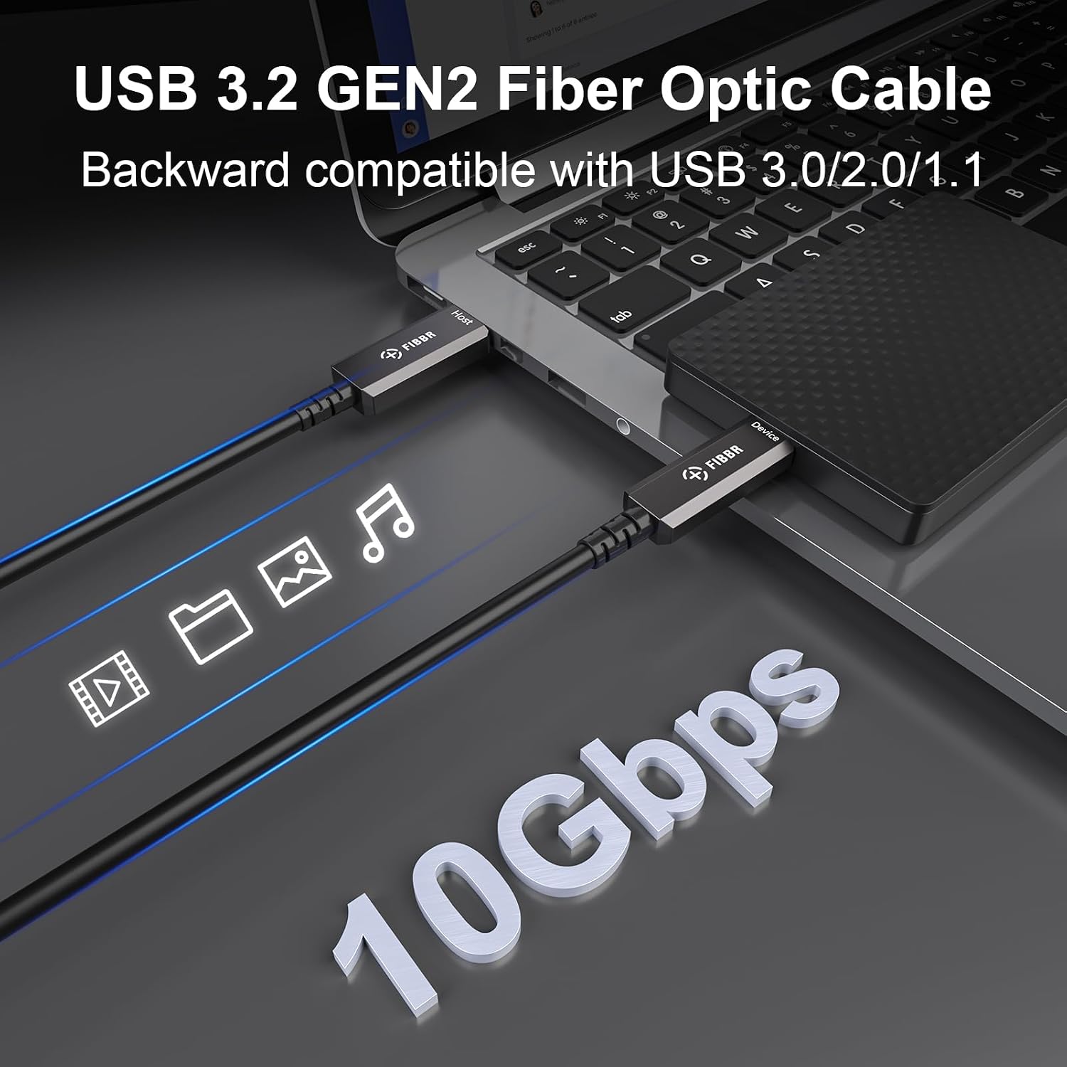 Thumbnail 3 de FIBBR USB-Glasfaserkabel 5M USB A zu USB C