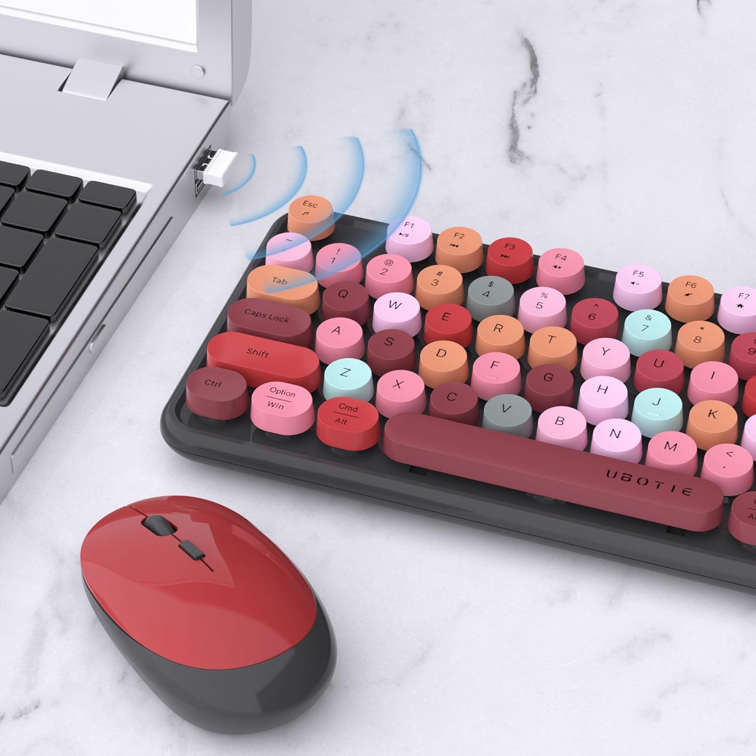 Thumbnail 2 de UBOTIE Colorful Wireless Keyboard Mouse Combo 2.4GHz 🖱️