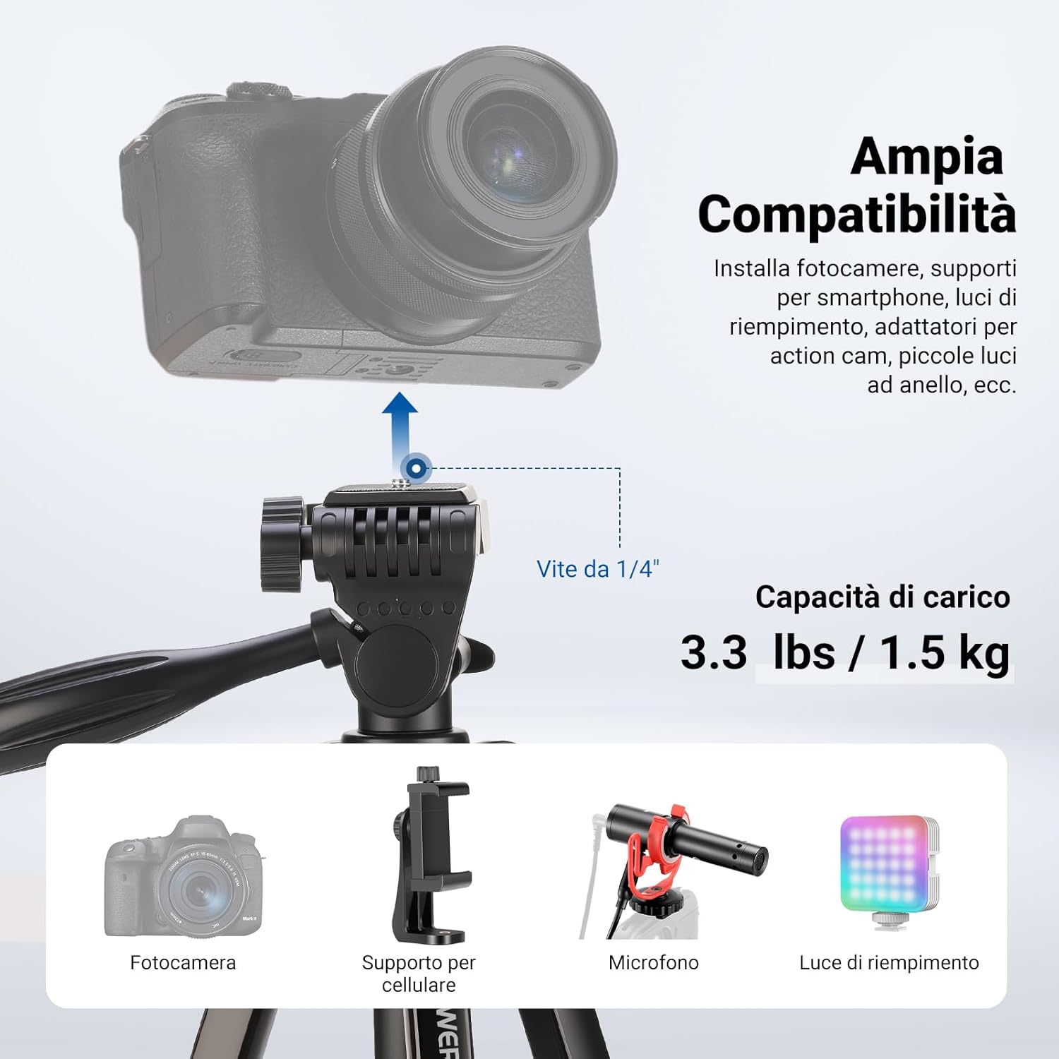 Thumbnail 4 de NEEWER TP53 Treppiede viaggio 146 cm