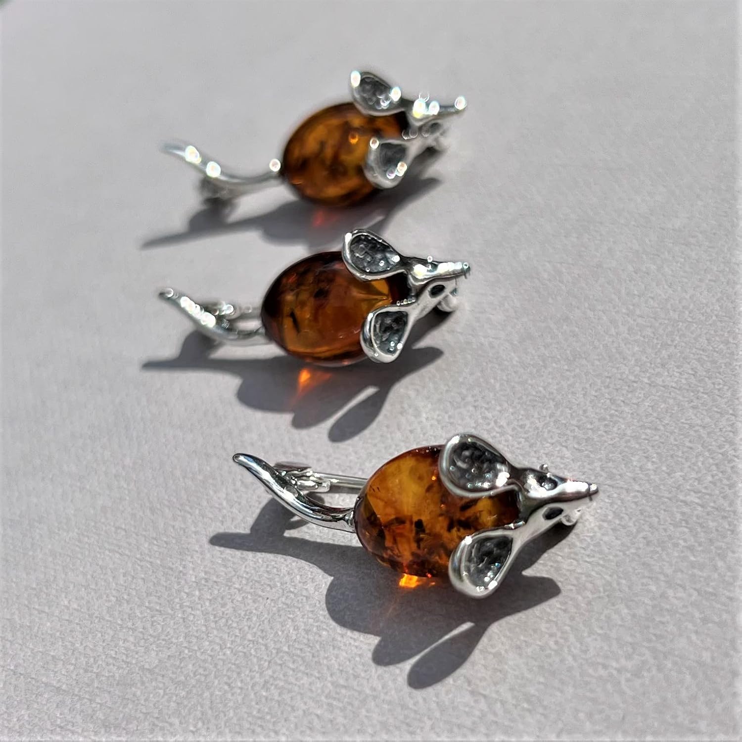 Thumbnail 3 de Broche en argent sterling 925 et ambre véritable de la Baltique 4107