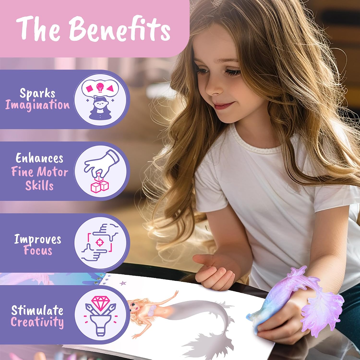 Detalle 1 de BSCOOL A000116 Mermaid Sticker Activity Book with 100+ Stickers and Guided Styling