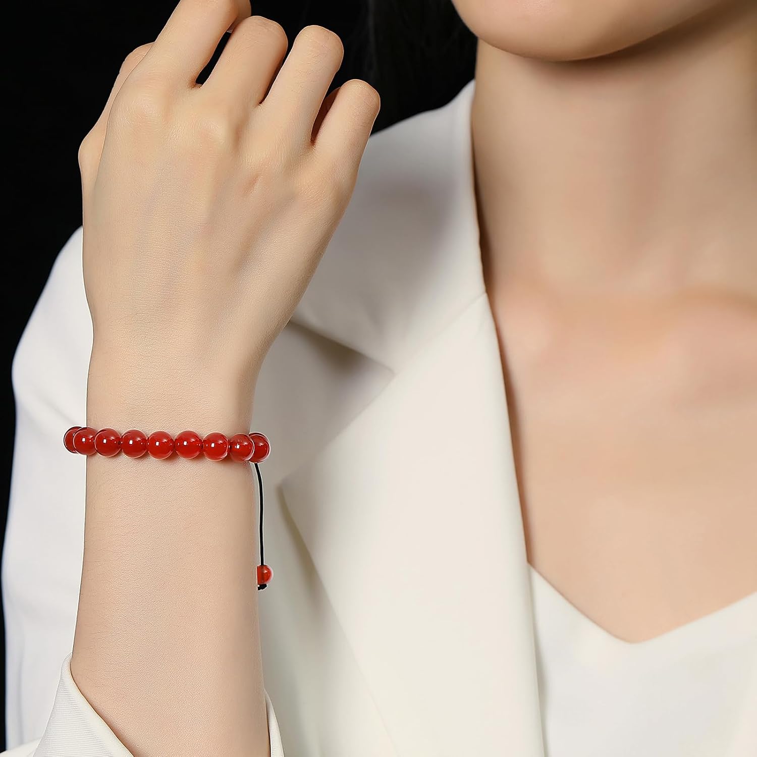 Thumbnail 2 de AWARDSEN Healing Crystal Bracelet for Women – 8mm Carnelian Beads, Adjustable Macrame