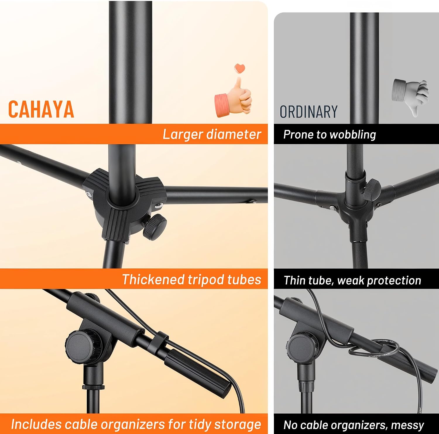 Detalle de CAHAYA Soporte de Micrófono con Brazo y Dos Clips: versátil 64–158 cm para conciertos, videoconferencias y escenarios