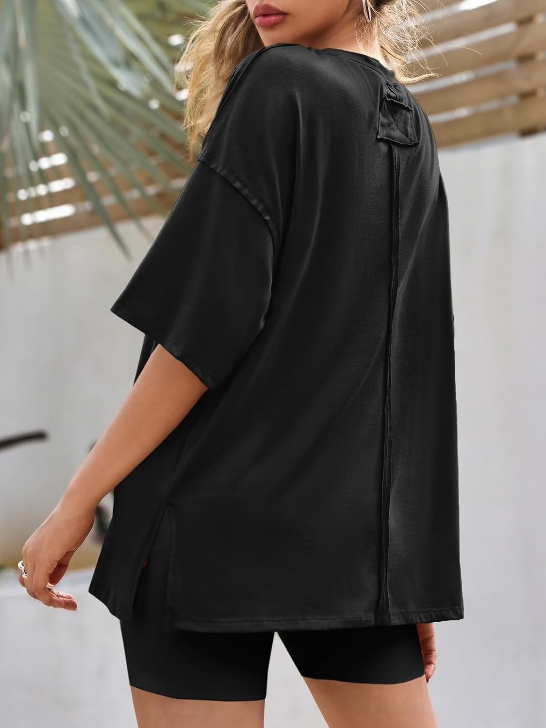 Thumbnail 2 de Tankaneo Women’s Oversized T-Shirts — Eco Soft Side Slit Crew Neck Short Sleeve Tee
