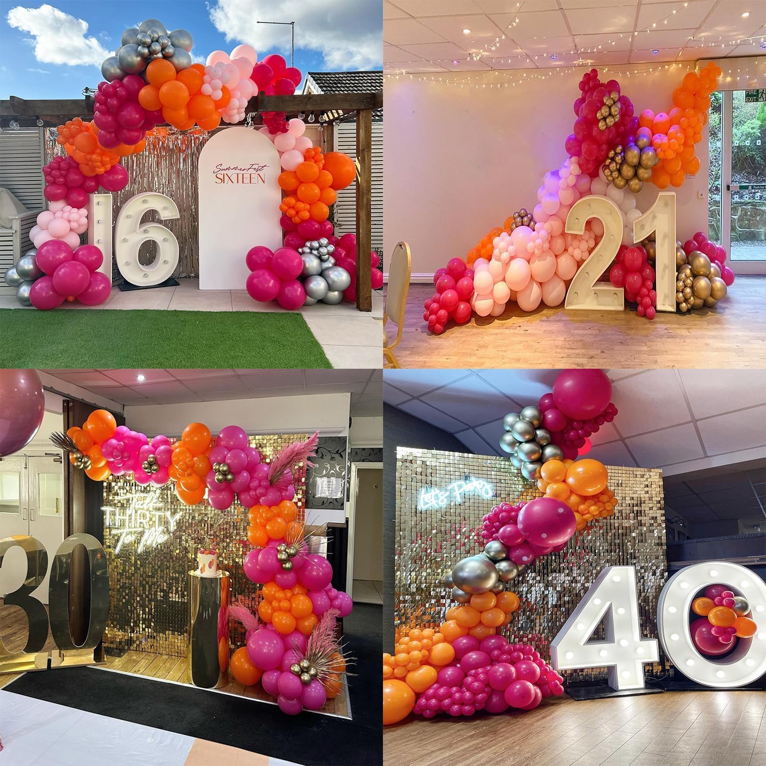 Detalle 2 de Pink Orange Balloon Garland Arch Kit – 146pcs for Summer Parties