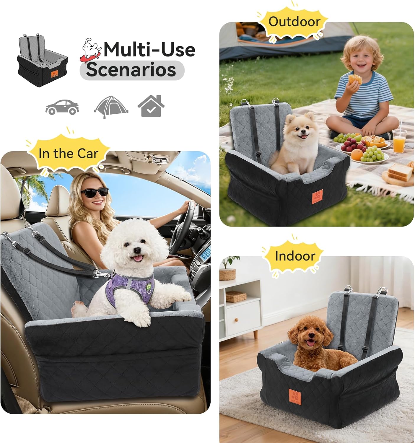 Detalle de GL GLENSLAVE Dog Car Seats for Small/Medium Dogs – Elevated Memory Foam Booster Seat