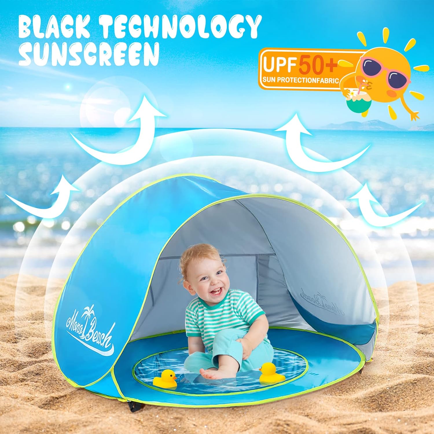 Thumbnail 2 de Monobeach Baby Beach Tent Pop Up Portable Shade Pool (UV Protection) for Infants