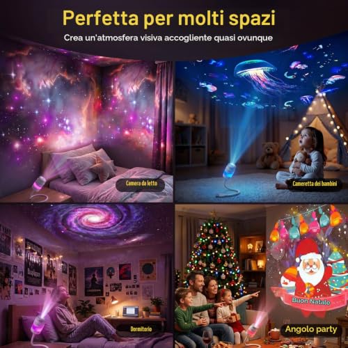 Thumbnail 8 de Lazenry Luce Notturna Proiettore Galassia 3 in 1 – HD 5D, Rotazione 360°, USB