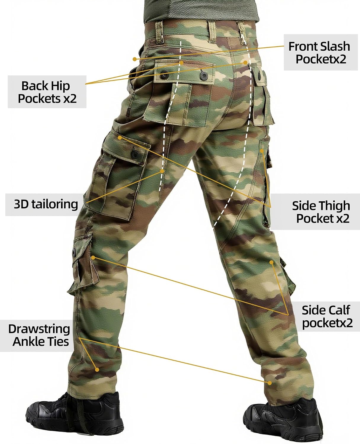 Detalle 1 de AK-TAC Men's Camo Cargo Pants Ripstop
