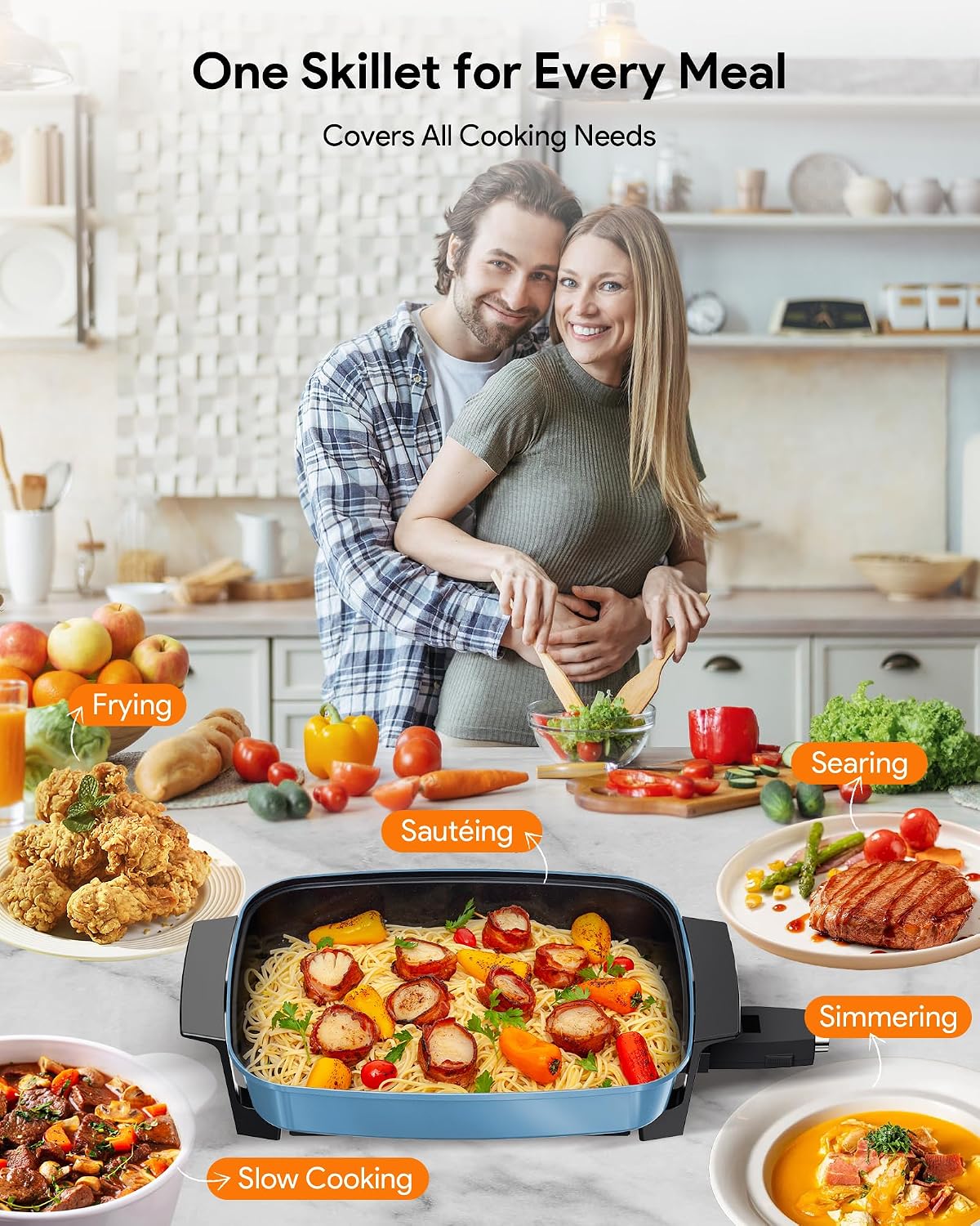 Thumbnail 5 de Nuwave Medley XL Digital Electric Skillet (7-qt) with Tempered Glass Lid, 100°–425°F Precision Heating, PFAS-Free G11 Nonstick