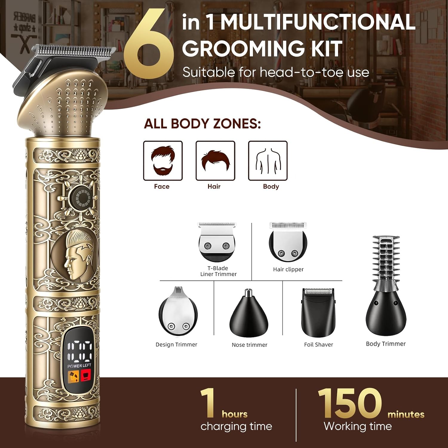 Thumbnail 4 de Cordless 6-in-1 beard trimmer, 2500mAh