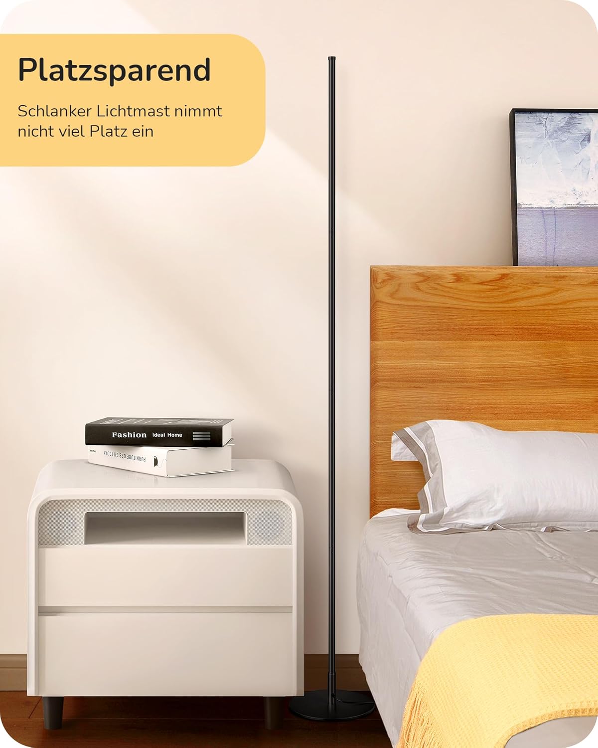 Thumbnail 3 de EDISHINE 2er-Set Stehlampen für Wohnzimmer LED dimmbar, 3000K, höhenverstellbar bis 146 cm (schwarz) – inkl. Memory-Funktion