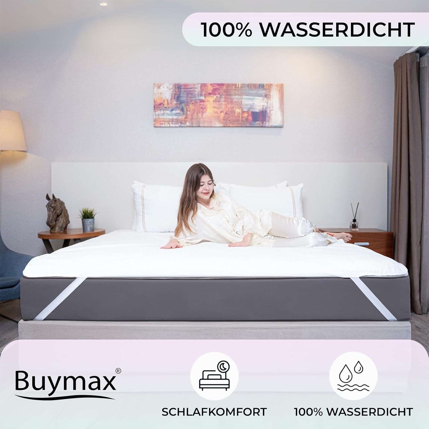 Detalle 2 de Buymax Matratzenschoner 90x200 cm wasserdicht