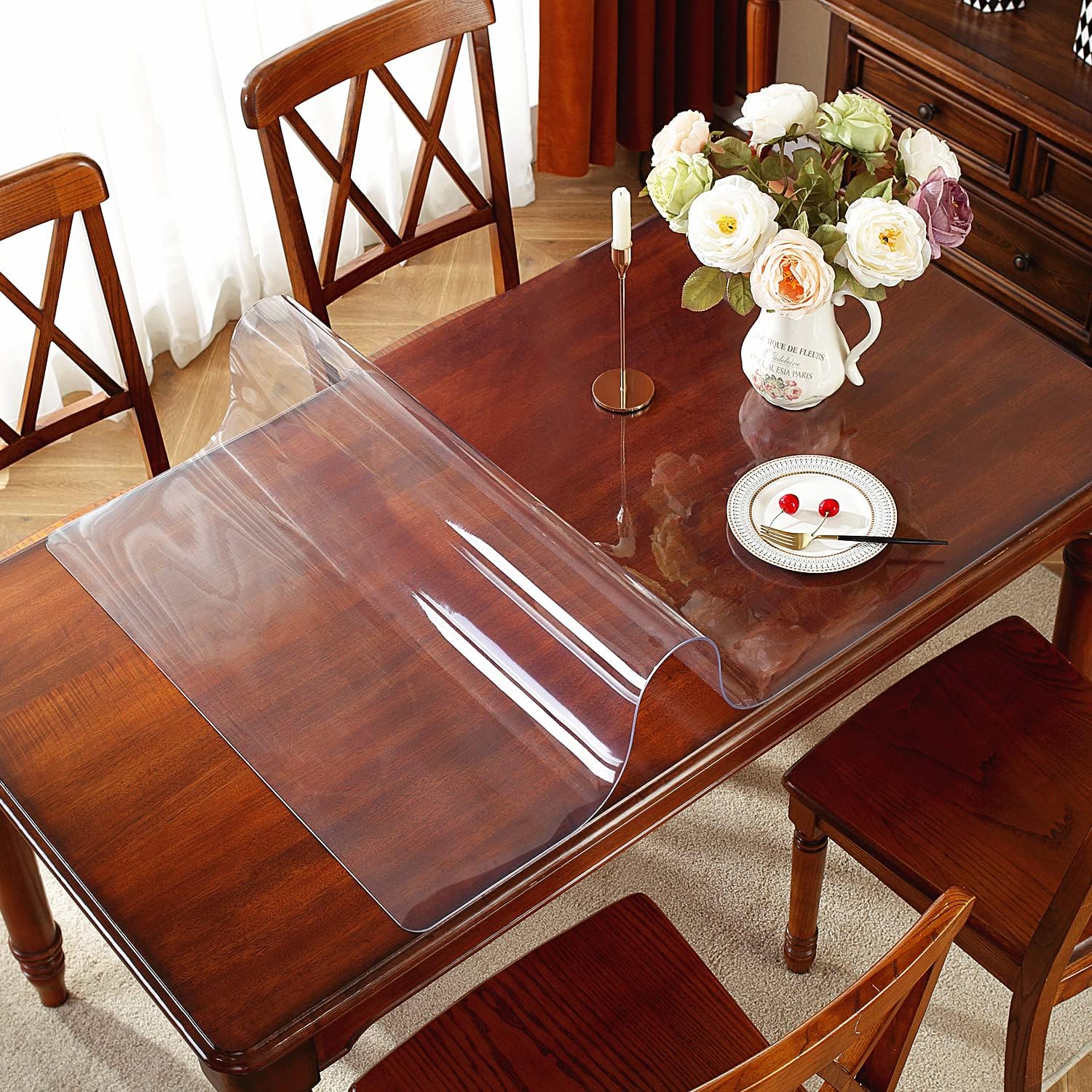 Detalle de OstepDecor Transparent Table Protector, 36 x 72 inches, 2mm PVC